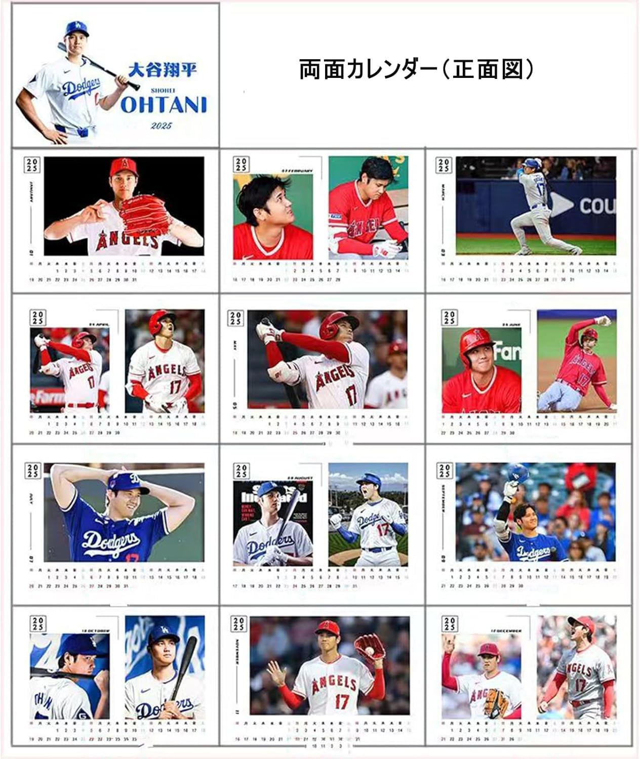 Amazon | 大谷翔平 2025年 カレンダー 卓上カレンダー 卓上